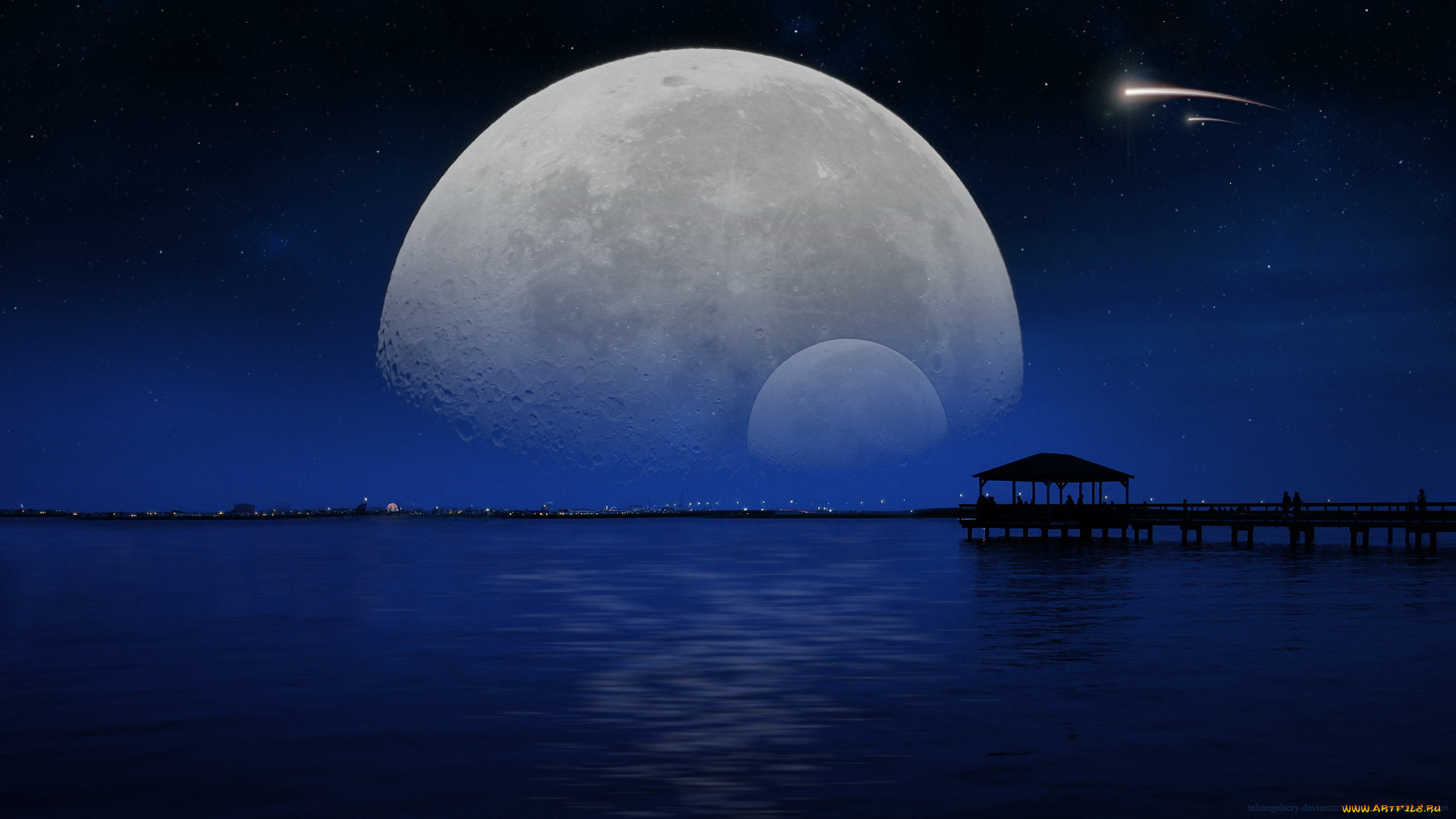 Ночь полная звезд. Картинки на рабочий стол Луна. Ночь Луна. Звездное небо с луной. Лунный пейзаж.